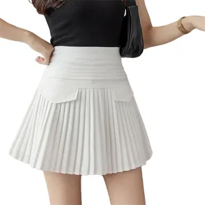 Women Solid Simple Mini Elegant Fit Slim Stylish Skirt Women High Waist Mini Fashion Soft Pleated Skirt