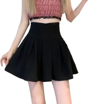 Women Solid Simple Mini Elegant Fit Slim Stylish Skirt Women Style Pleated Skirt Female Show Leg Length A-Line Skirts