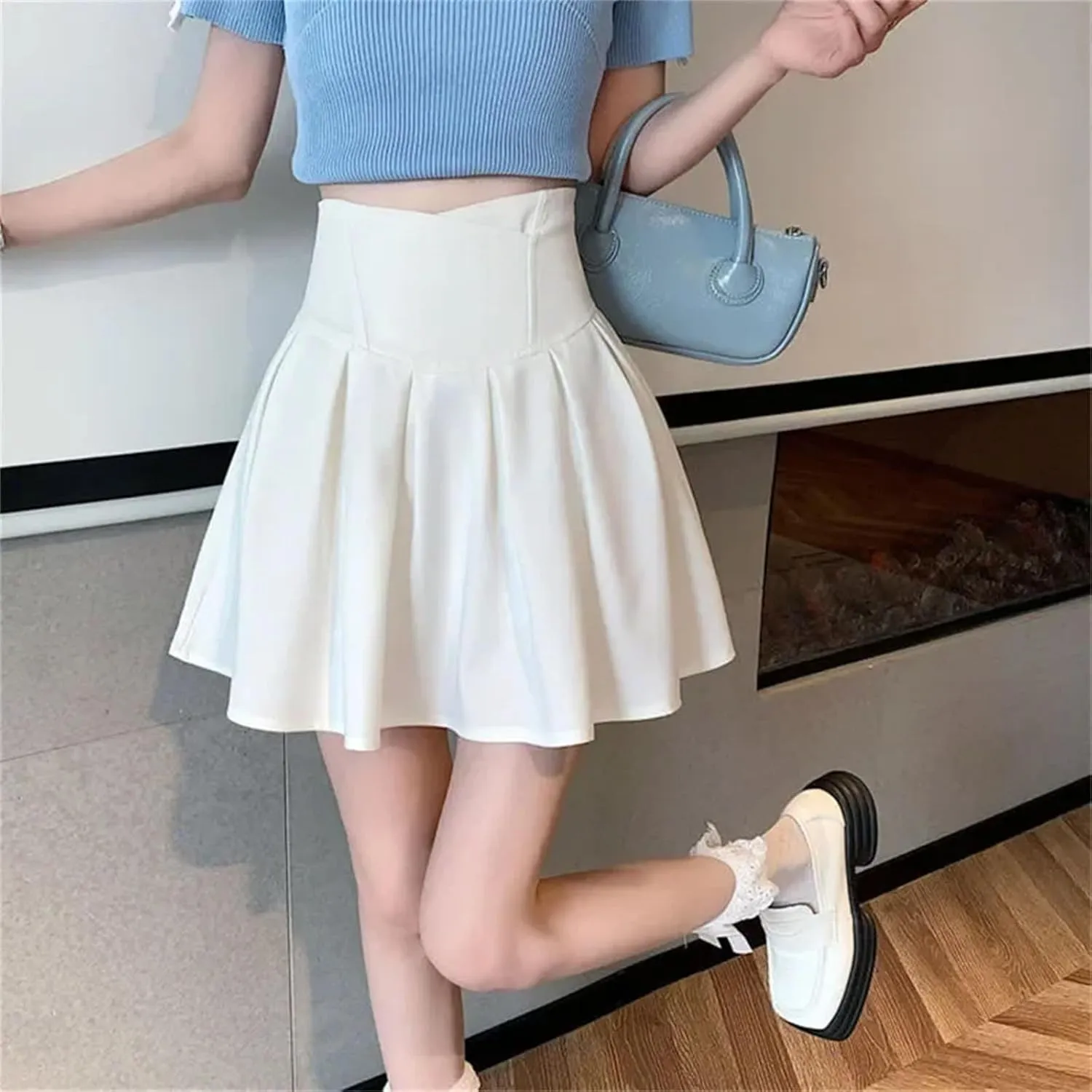Women Solid Simple Mini Elegant Fit Slim Stylish Skirt Women Style Pleated Skirt Female Show Leg Length A-Line Skirts