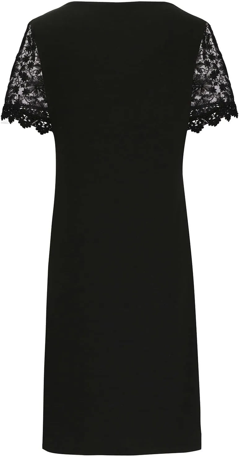 Women Summer Dresses 2025 Fashion Plain Black Beach Vacation Mini Dress Casual Comfy Crew Neck Short Sleeve Sundress