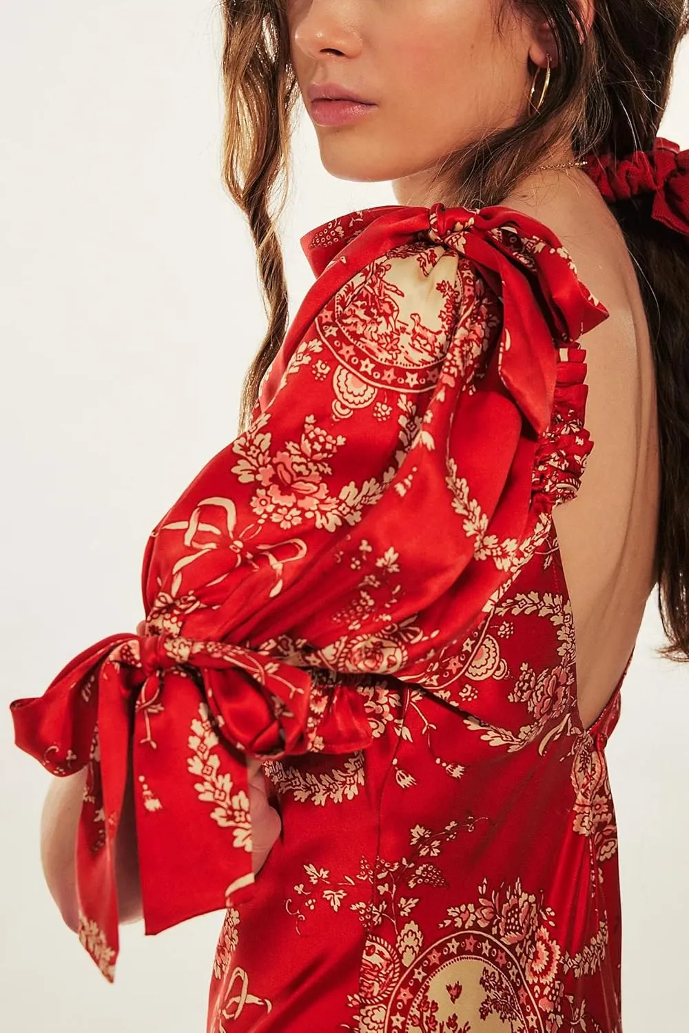 Women Y2k Boho Maxi Dress Floral Puff Short Sleeve Flowy Long Dresses Summer Backless Beach Vacation Sundress