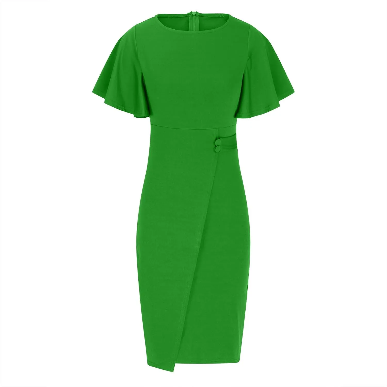 Women's 2024 Ruffle Dress Midi Dress Crew Neck Flowy Swing Tiered Fall Casual Knee Length Plus Size Dresses