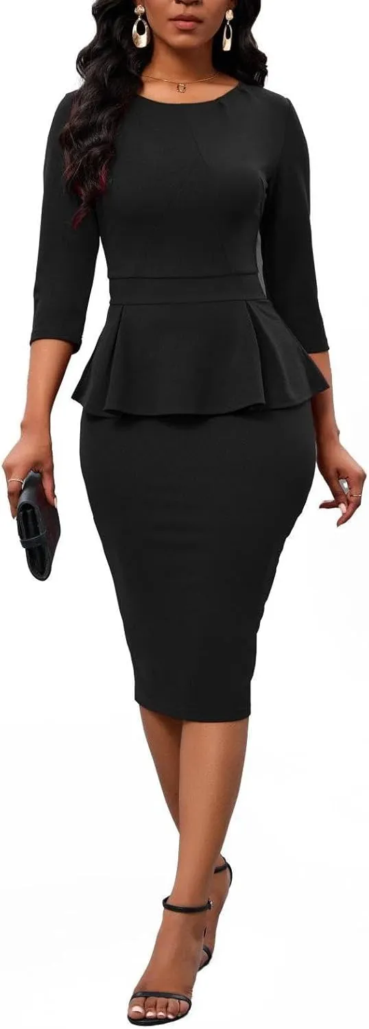 Women's Bodycon Pencil Dress Church Teacher Office Modest Business Wear to Work Sheath Suiting Dresses