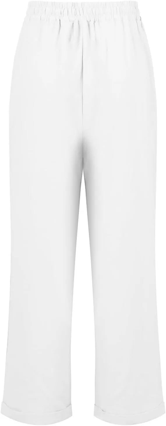 Womens Capris for Summer Cotton Linen Pants Casual 2025 Loose Comfy Trendy Elastic Waist Cropped Trouser Plus Size