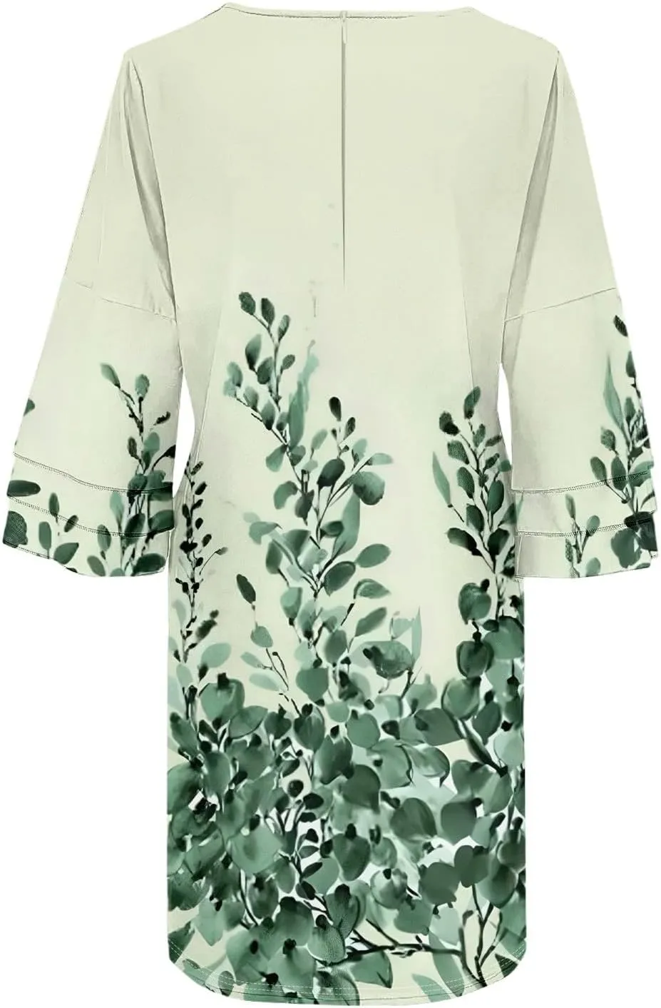 Womens Casual Boho Dresses Trendy Flower Print Summer Dress Loose Fit V Neck 3/4 Bell Sleeve Flowy Dress