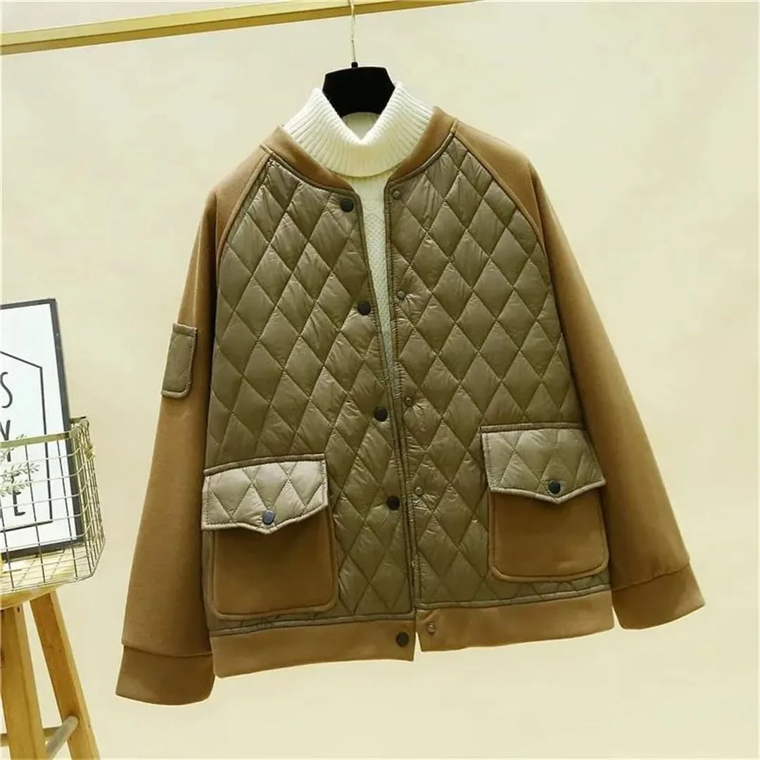 Womens Cotton Jacket Winter Down Cotton Coats Student Outwear Korean Loose Cotton-Padded Jacket Puffer Parkas