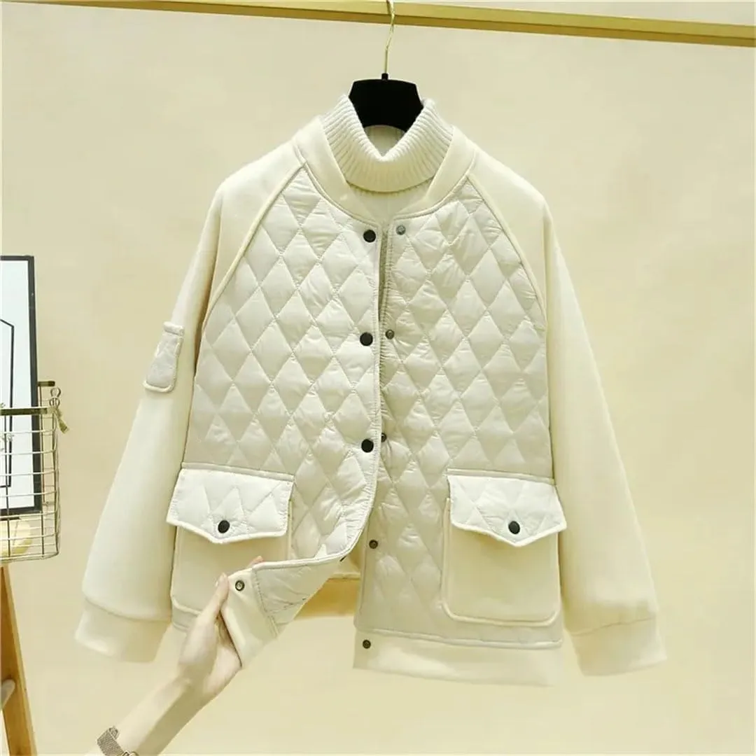 Womens Cotton Jacket Winter Down Cotton Coats Student Outwear Korean Loose Cotton-Padded Jacket Puffer Parkas