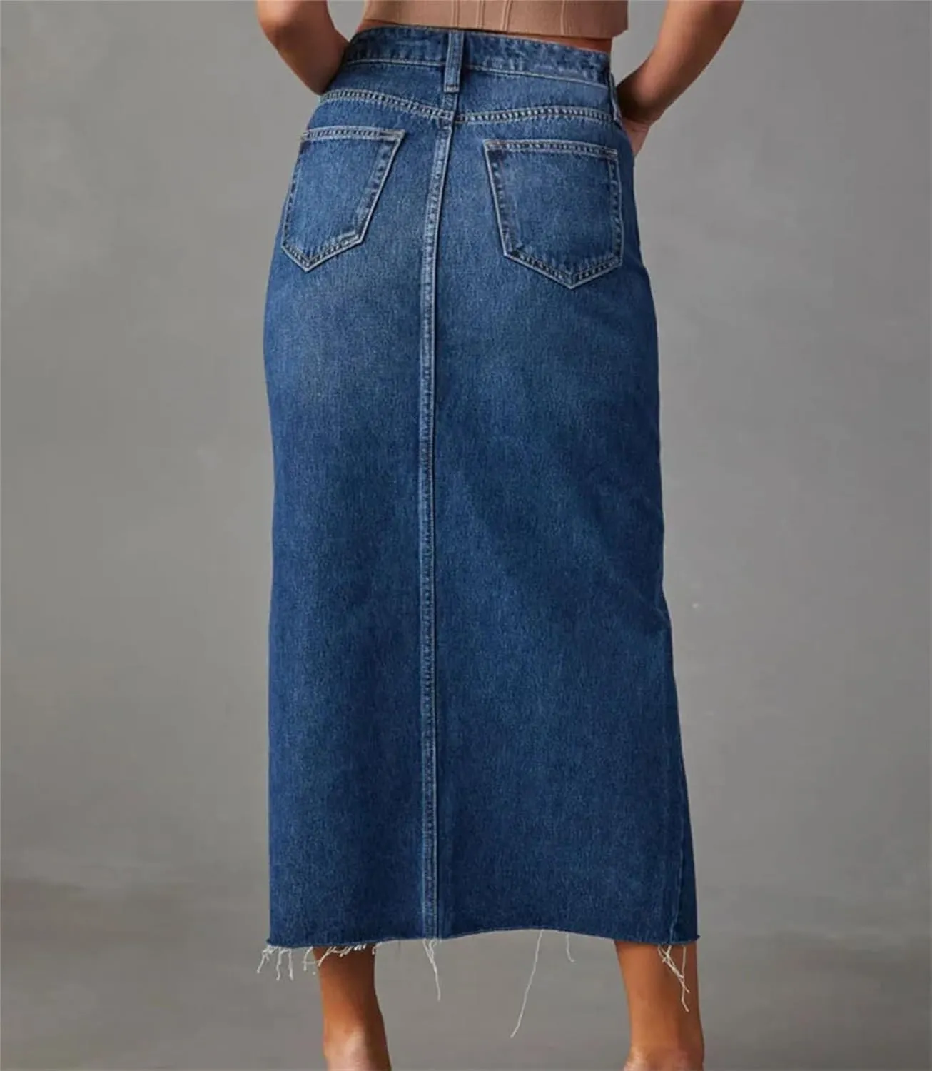 Women's Denim Skirt Spring Summer Fashion High Waisted Streetwear Female A-Line Midi Skirt