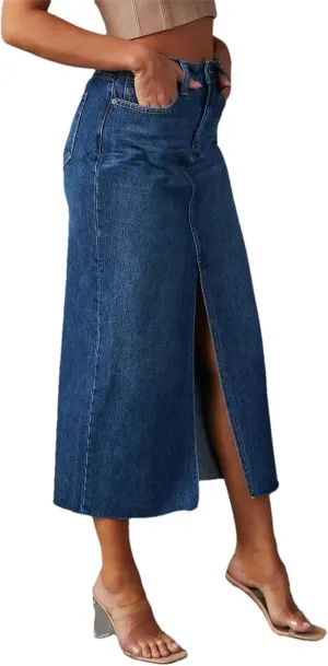 Women's Denim Skirt Spring Summer Fashion High Waisted Streetwear Female A-Line Midi Skirt