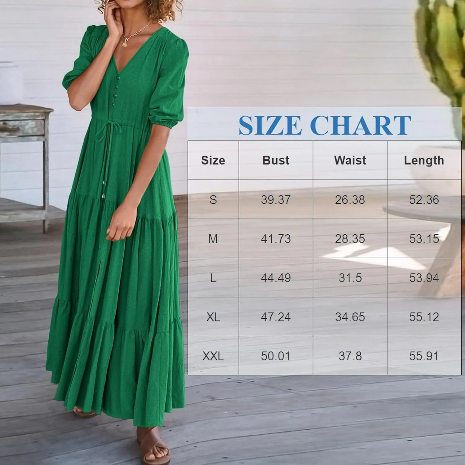 Women's Fall Maxi Dress V Neck Long Sleeve Tiered Ruffle Flowy A Line Cocktail Party Dresses