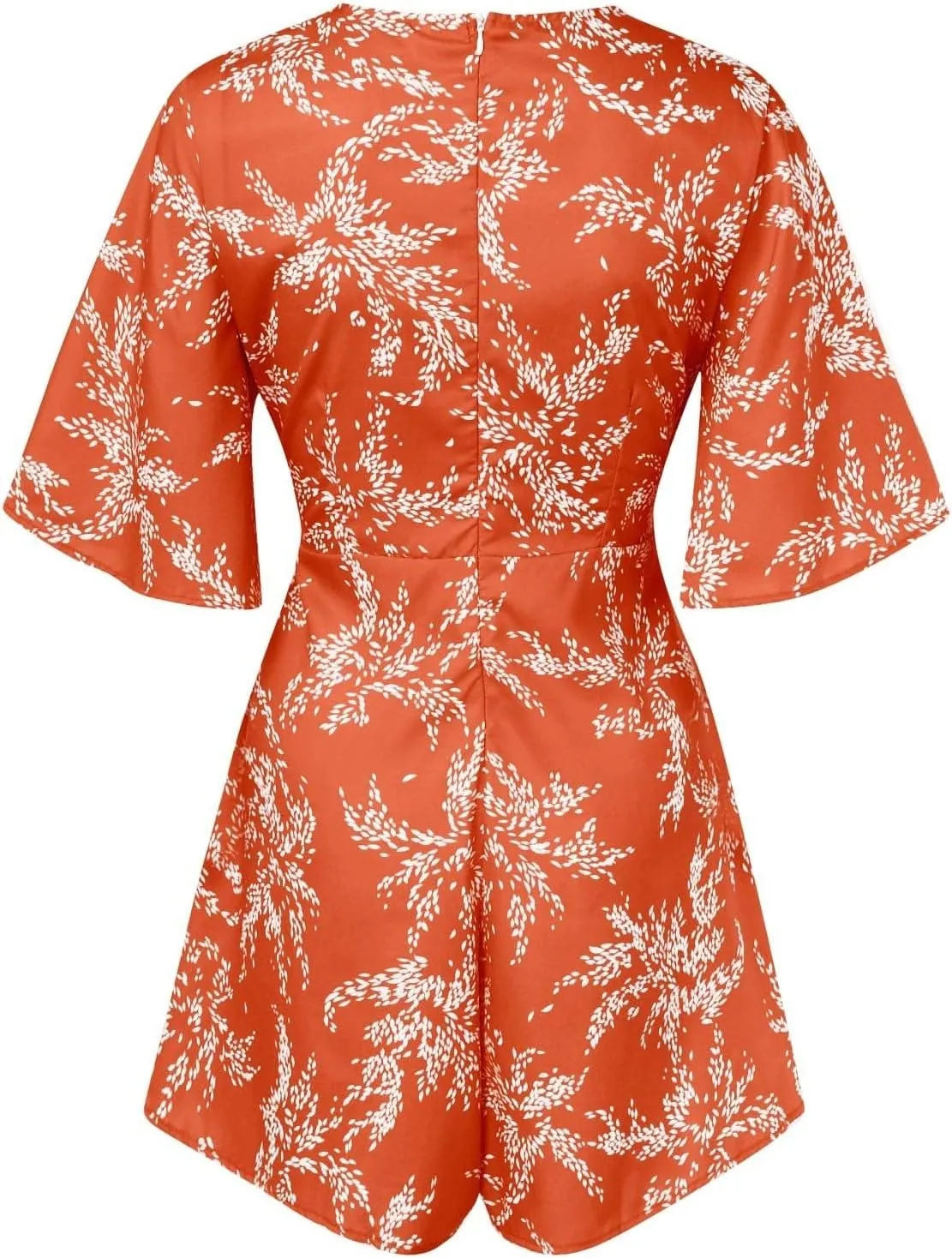 Women's Floral Dress Flowy Midi Skirts Summer Boho Beach Sundress Casual Ruffled Sleeve Waist Lace-up Romper Dresses