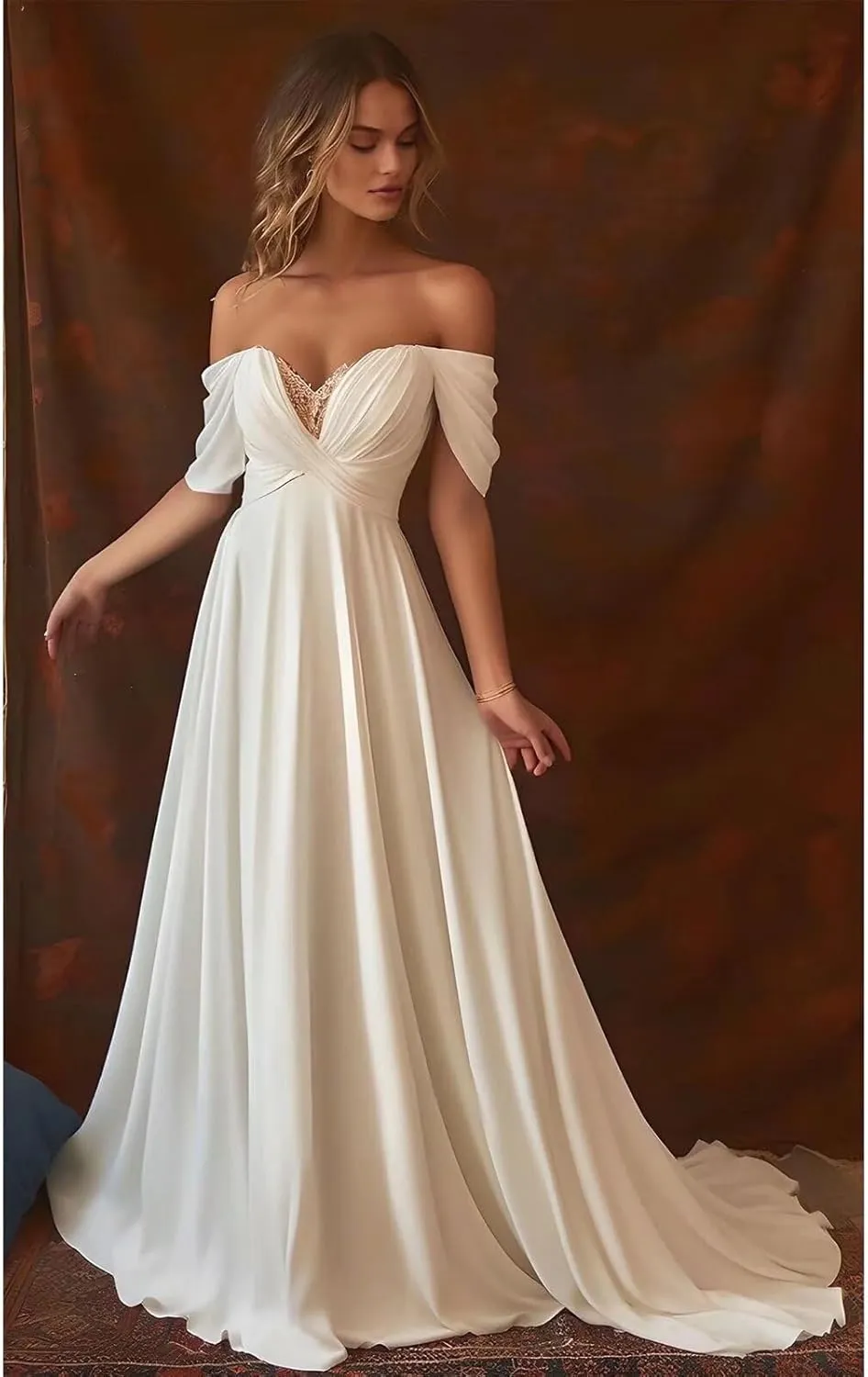 Women's Long Wedding Dresses with Train 2025 Beach Bohemian Bridal Gowns for Bride