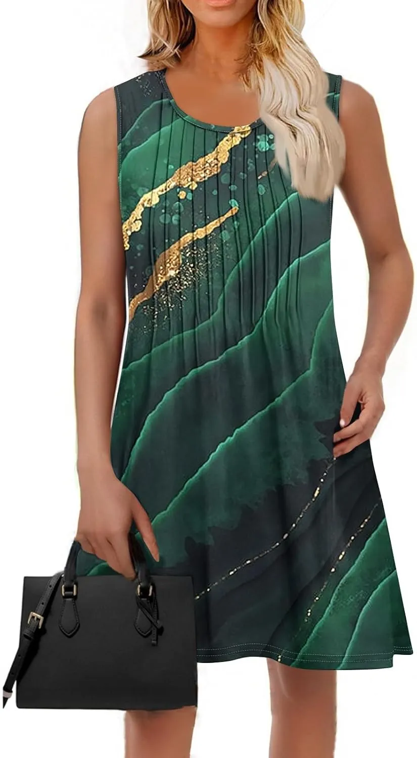 Women's Loose Sleeveless Dress Bohemian 2025 Floral Print Elegant A-Line Casual Beach Sundress Evening Wear Dresses