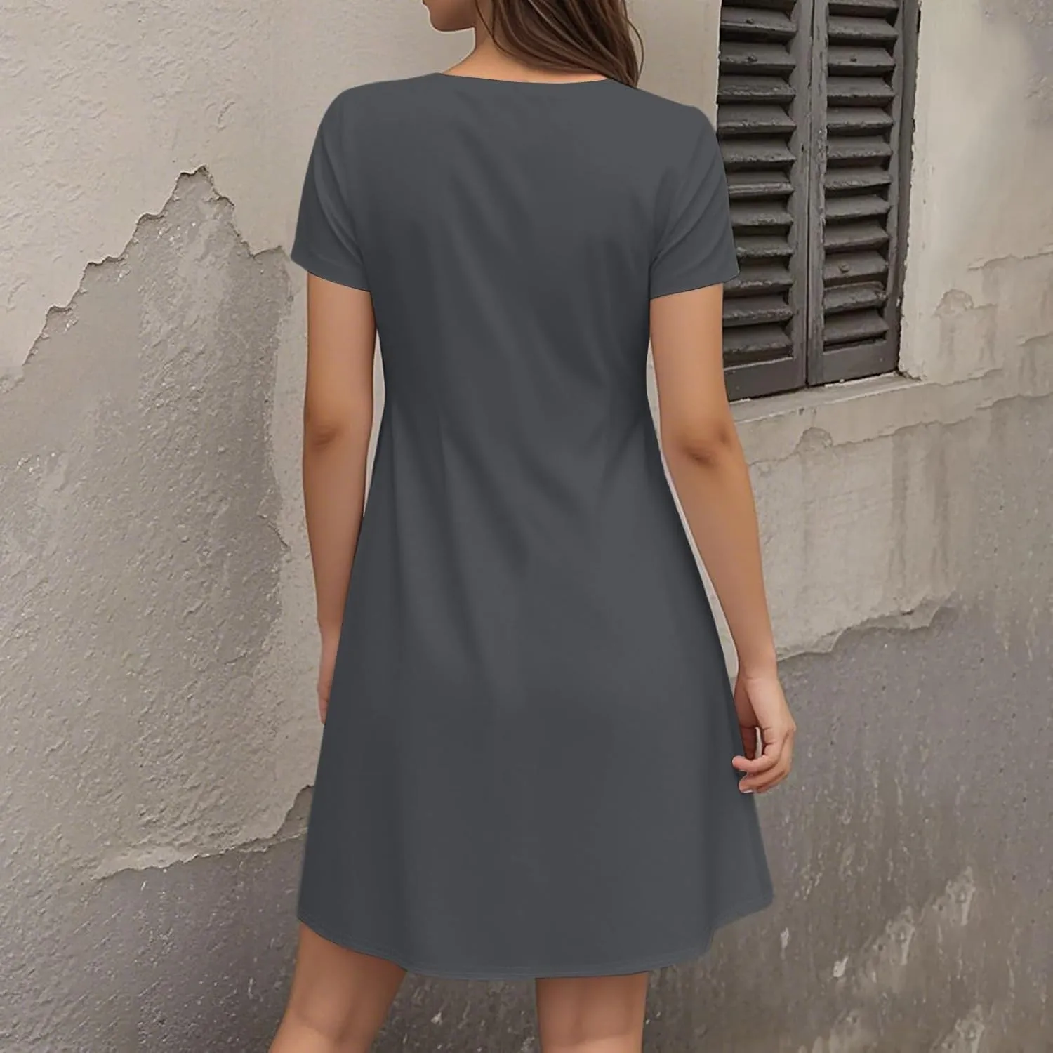 Womens Midi Floral Dresses Summer Trendy Loose Flowy A Line Dress Boho Short Sleeve V Neck Frocks