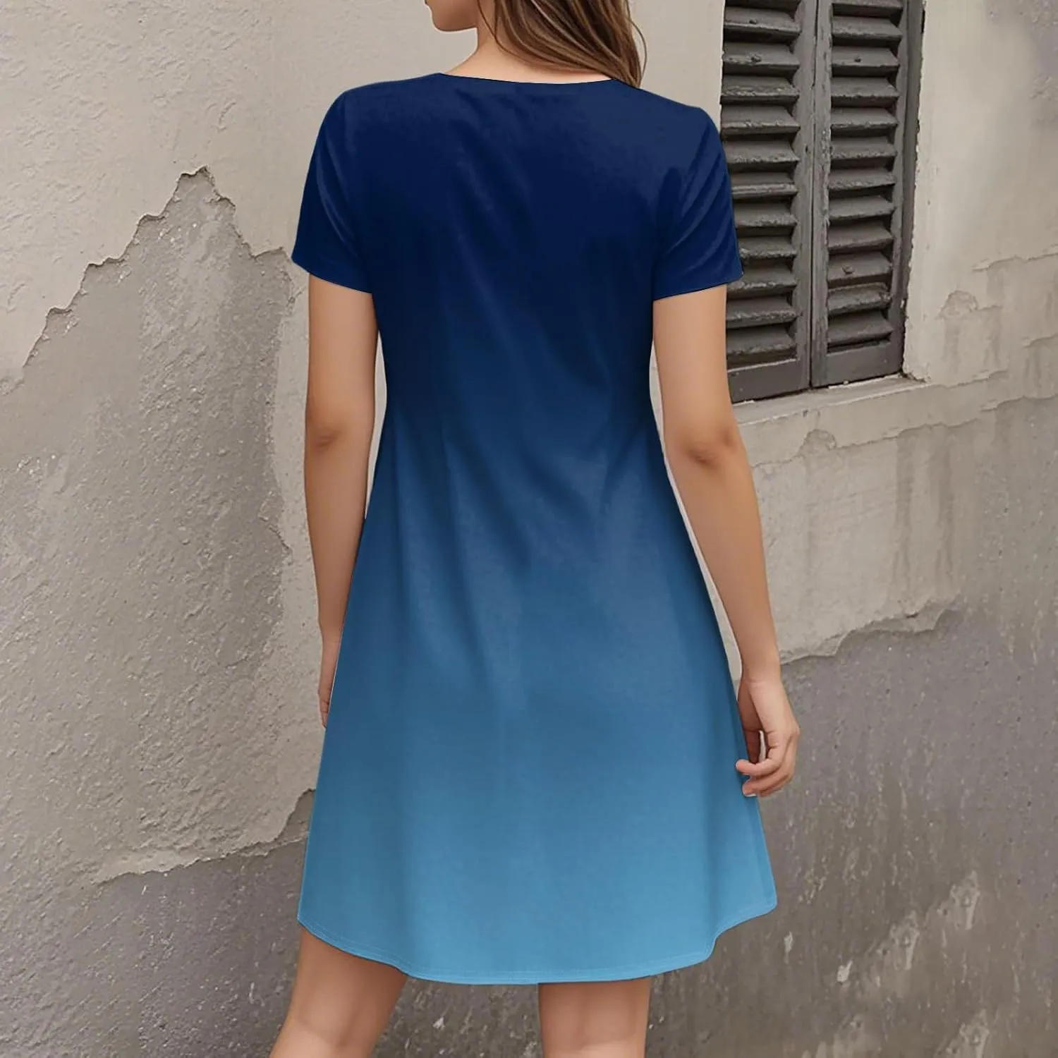 Womens Midi Floral Dresses Summer Trendy Loose Flowy A Line Dress Boho Short Sleeve V Neck Frocks