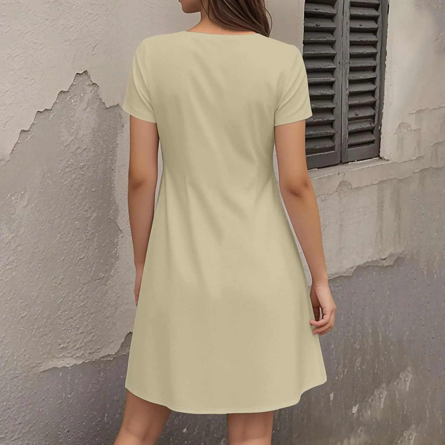 Womens Midi Floral Dresses Summer Trendy Loose Flowy A Line Dress Boho Short Sleeve V Neck Frocks