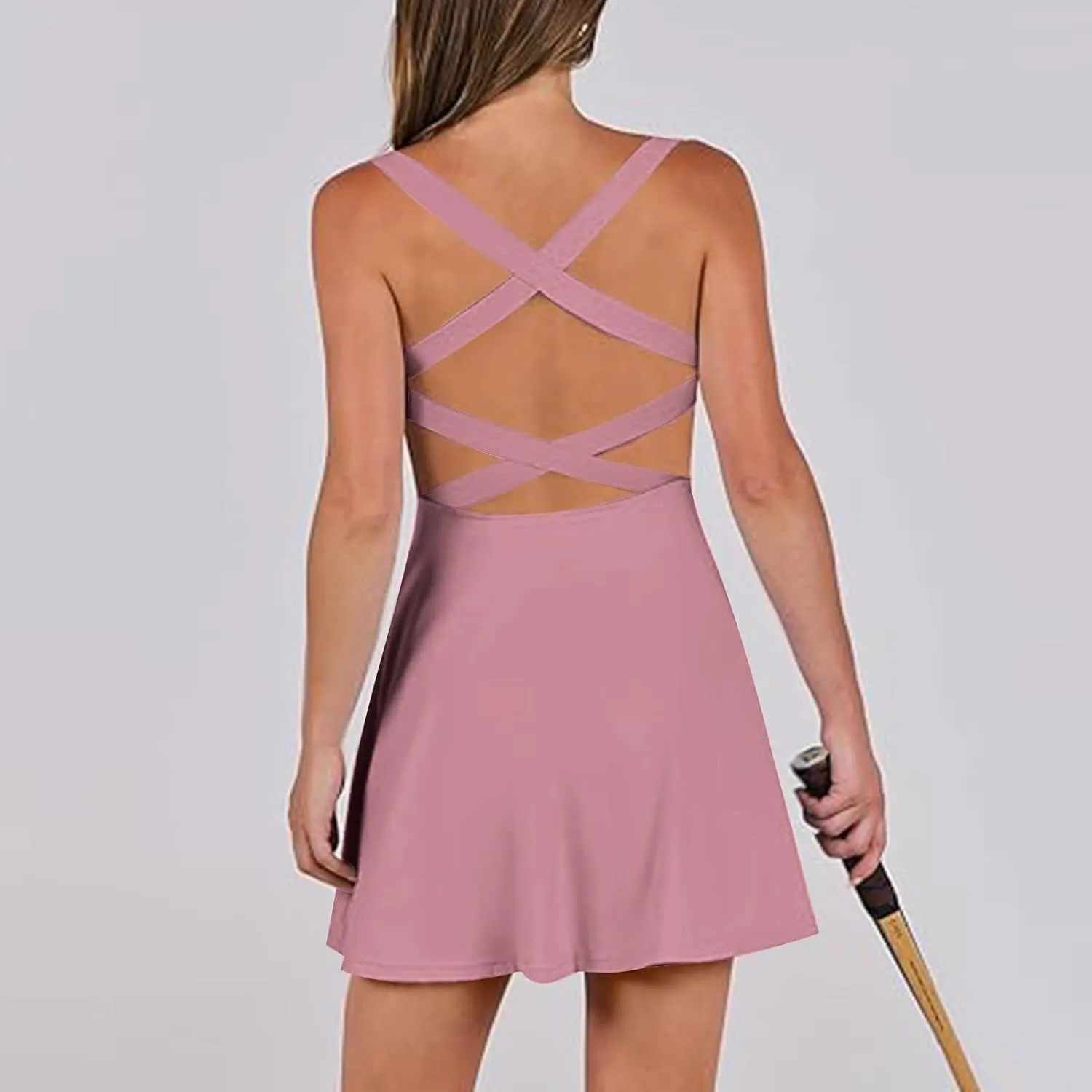 Womens One Piece Summer Jumpsuit Dress V Neck Sleeveless Workout Athletic Mini Dress Waist Tracksuit Outfits 2025