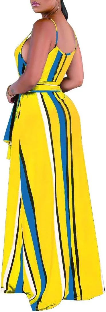 Womens Plus-Size Summer Bohemian Beach Sundress Spaghetti Strap Loose Long Maxi Dresses with Pockets