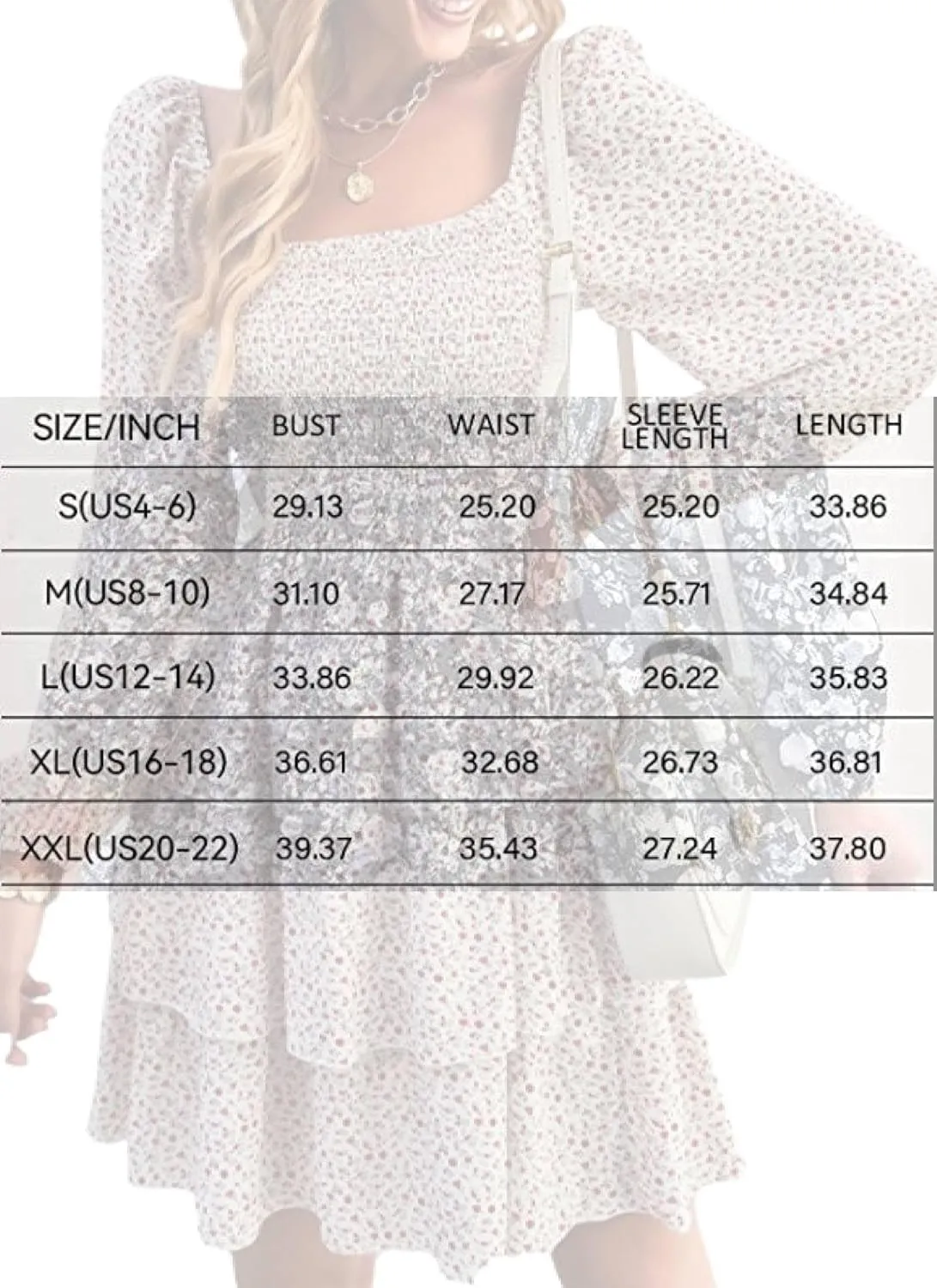 Womens Ruffle Mini Dress Long Puff Sleeve Floral Square Neck Pleated A-Line Dress Casual Spring Layered Swing Dresses