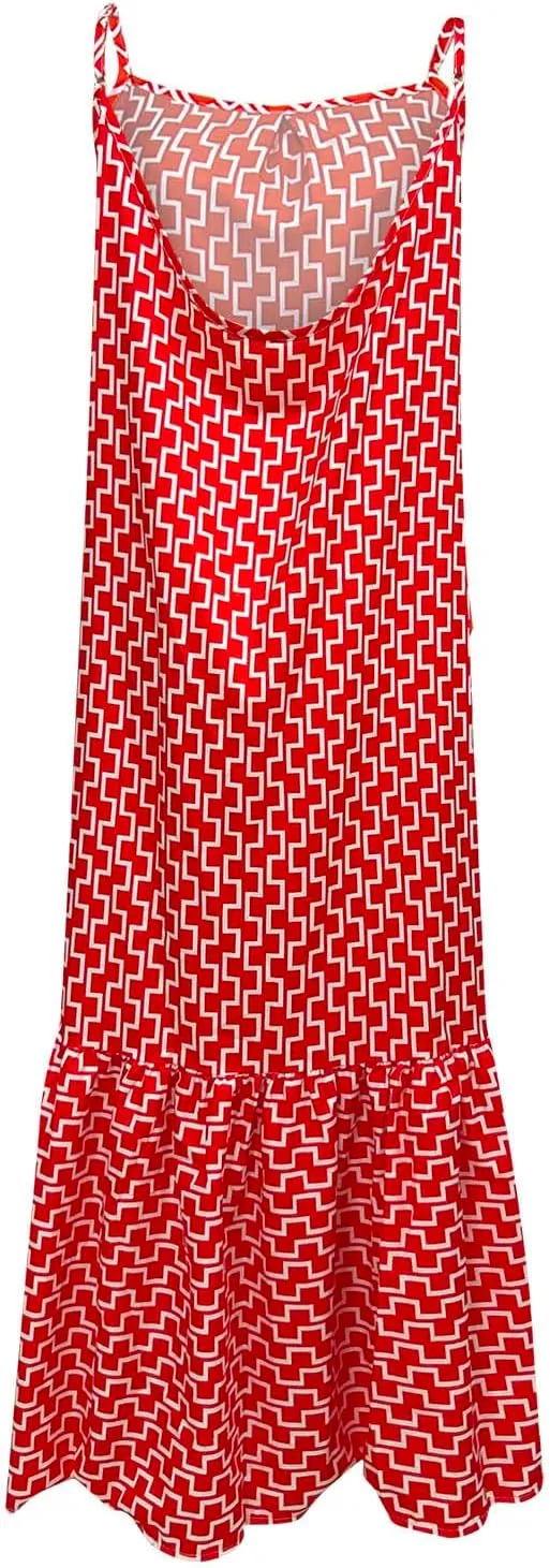Women's Summer Casual Boho Floral Sundress Spaghetti Strap Flowy Midi Dresses A Line Beach Wedding Guest Dress