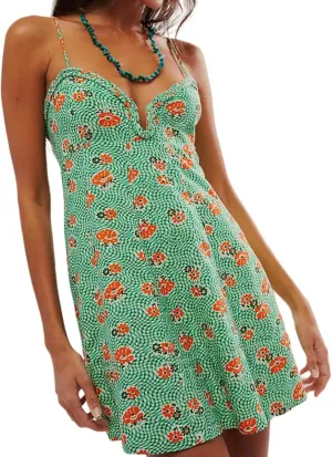 Women's Summer Casual Dress Adjustable Spaghetti Strap Flare Mini Dresses with Pockets Beach Short Sundress