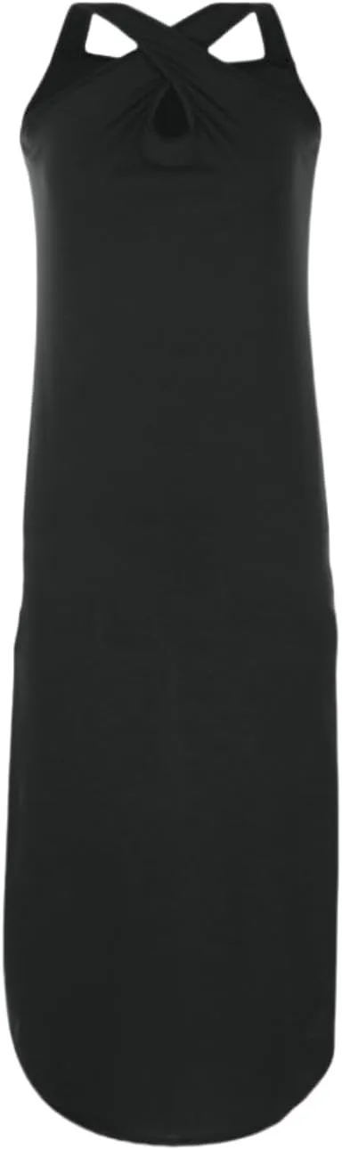 Womens Summer Crossover Halter Neck Dress Caual Sleeveless Pocket Split Long Maxi Dress Beach Tank Sundress