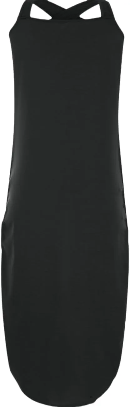 Womens Summer Crossover Halter Neck Dress Caual Sleeveless Pocket Split Long Maxi Dress Beach Tank Sundress