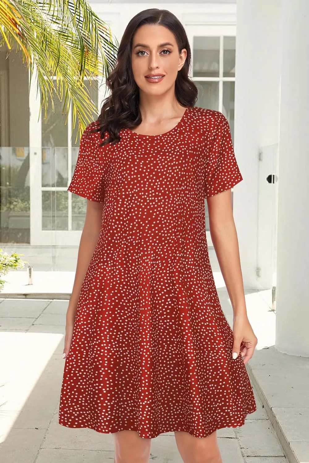 Womens Summer Dresses Beach Casual Loose Tshirt Floral Short Sleeve Flowy Pockets Sundresses