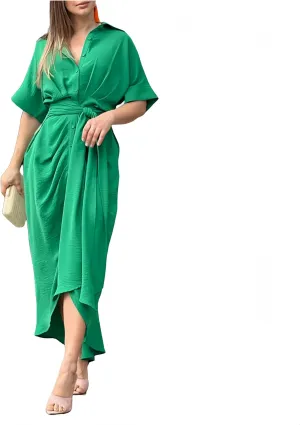 Womens Summer Loose Boho Flowy Casual 1/2 Sleeve Floral Print Slit Beach Wedding Guest Long Maxi Dresses