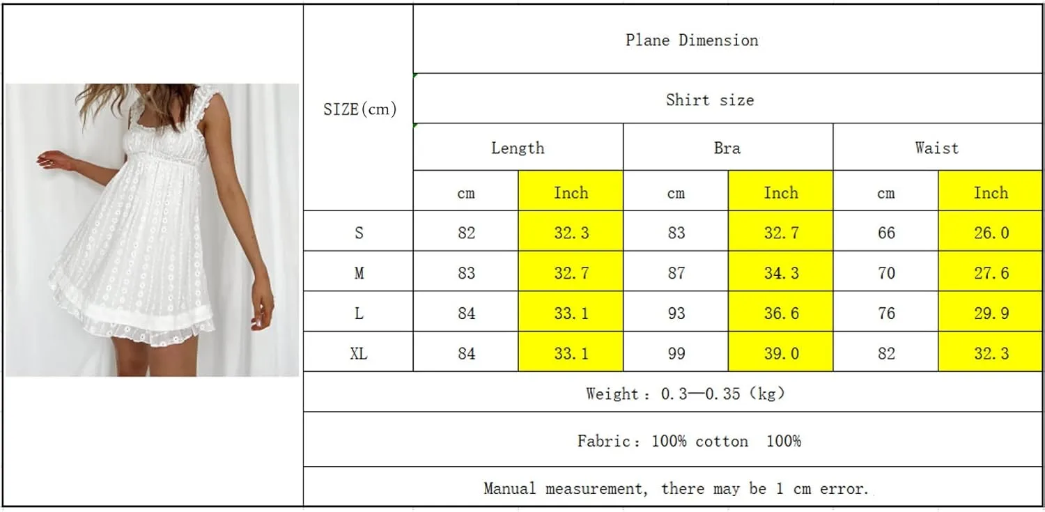 Womens Summer Mini Dress Casual Loose Floral Embroidery Ruffle A Line Dress Sleeveless Backless Short Beach Sundress