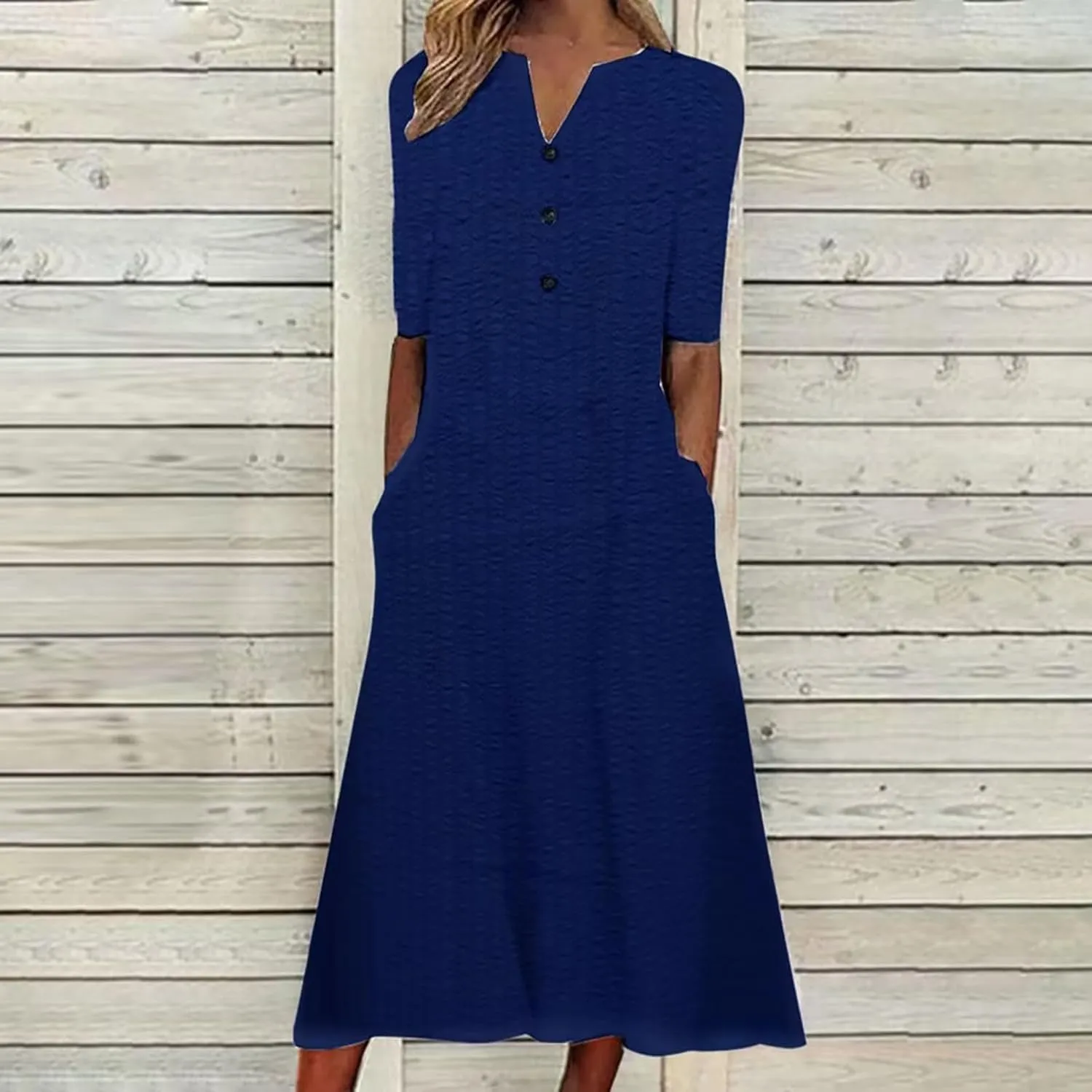 Womens Summer Short Sleeve Wrap V Neck Mini Sundress Button Down Boho Floral Long Dress Basic Casual Dresses 2025
