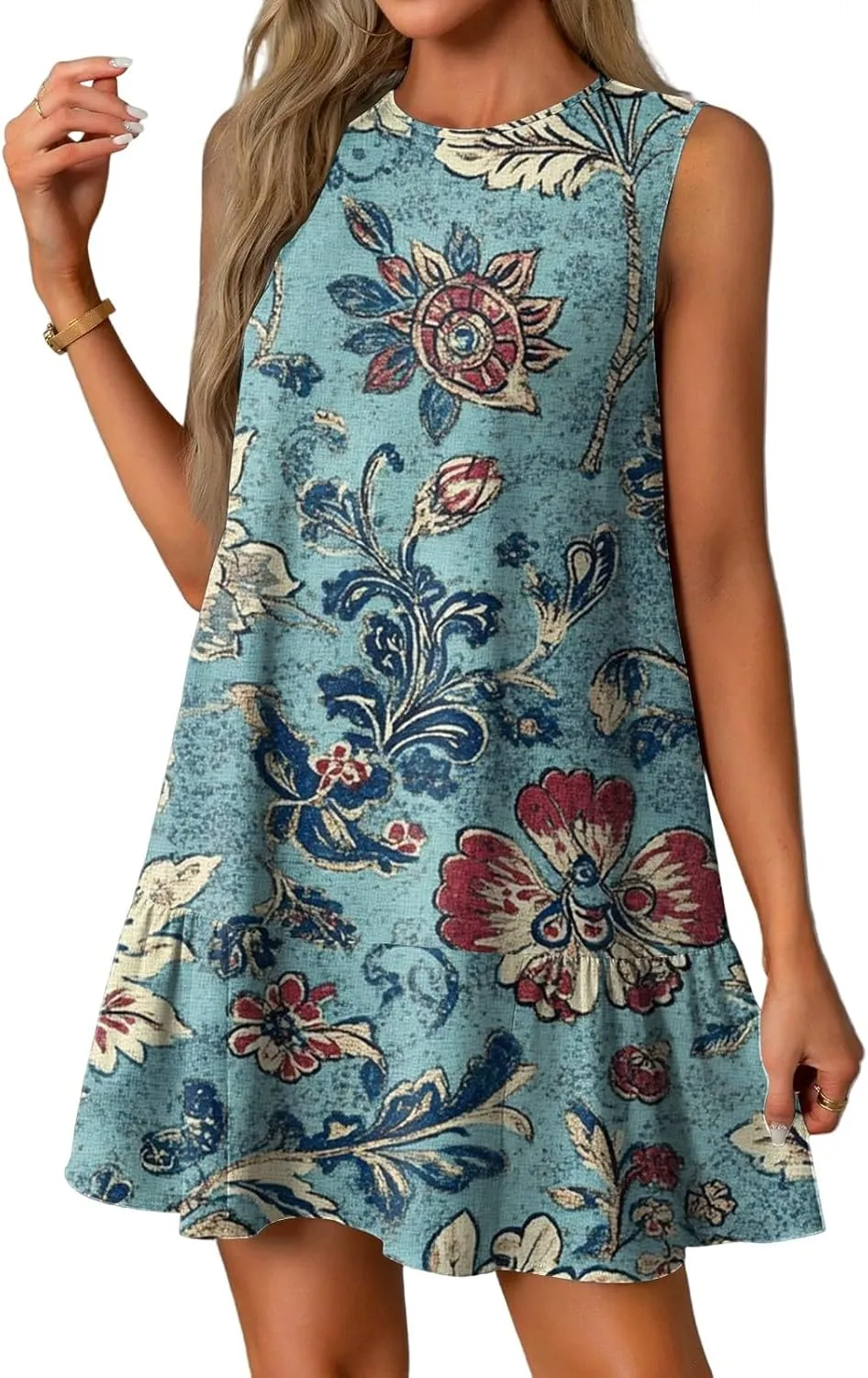 Womens Sundress Summer Dresses for Women 2025 Sleeveless Tank Dress Spring Beach Boho Mini Dress