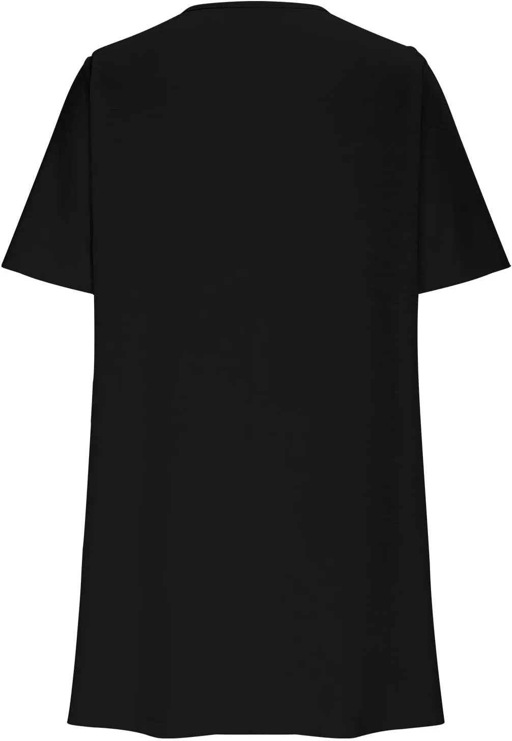 Womens Sundresses Summer Beach Vacation Tshirt Mini Dress Pleated Round Neck Shirt Dresses with Pockets
