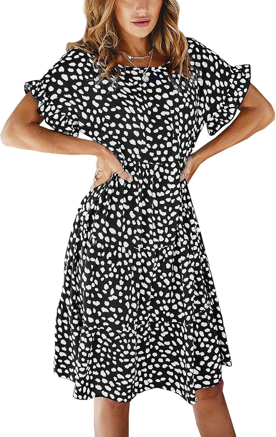 Woolicity Women's 2024 Floral Summer Dress Bohemian Maxi Dresses Wrap V Neck Short Sleeve Belted Midi Long Sun Dresses