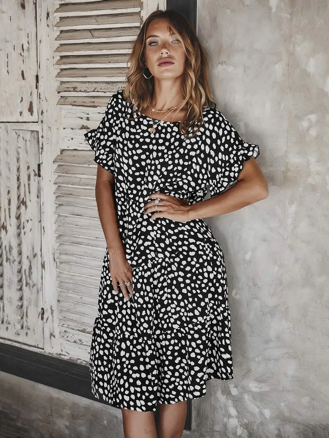 Woolicity Women's 2024 Floral Summer Dress Bohemian Maxi Dresses Wrap V Neck Short Sleeve Belted Midi Long Sun Dresses