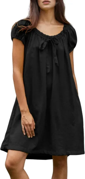 Xiaoxuemeng Womens Dresses Short Sleeve Round Neck Summer Dress Elegant Bow tie Casual Sundress 2025