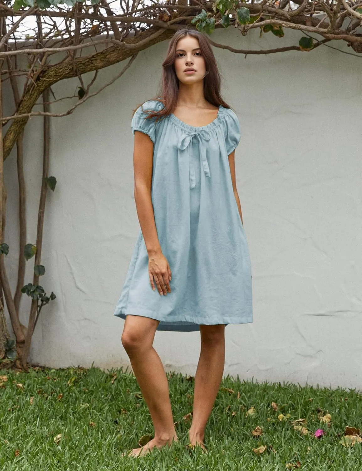 Xiaoxuemeng Womens Dresses Short Sleeve Round Neck Summer Dress Elegant Bow tie Casual Sundress 2025