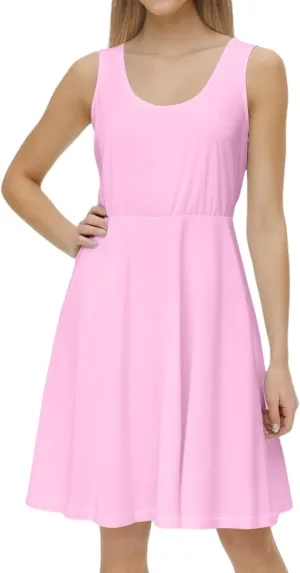 XOWRTE Women's 2025 Summer Sleeveless Sundress Casual Spring Beach Vacation Crewneck Shift Swing Tank Dress Solid Mini Dress