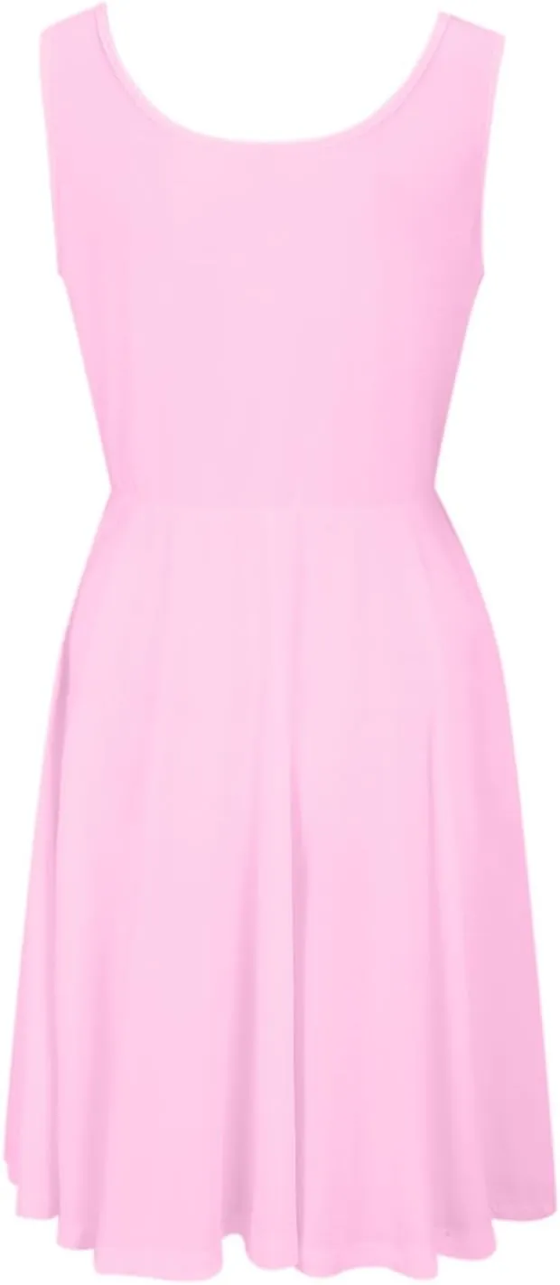 XOWRTE Women's 2025 Summer Sleeveless Sundress Casual Spring Beach Vacation Crewneck Shift Swing Tank Dress Solid Mini Dress