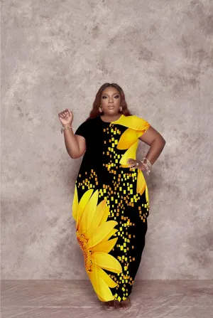 YeGine Oversize Tshirt Dress Plus Size Short Sleeve Maxi Dress with Pockets