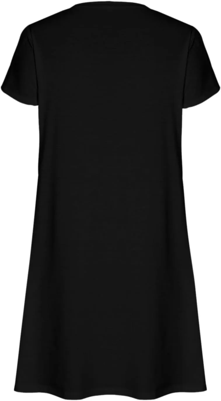 YRAETENM Summer Dresses for Women 2025 Casual Mini Short Sleeve A-Line Dress Flowy Swing Vocation Beach Sundress with Pockets